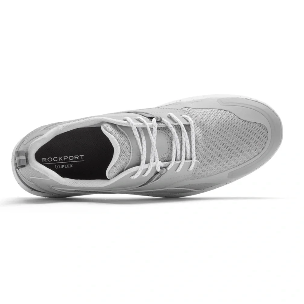 Rockport Sneakers Men’s Leather Lace-Up Pull-On Tab Truflex Sole Speckle Gray